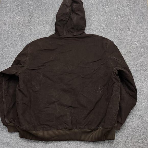 Carhartt Jacket Mens 3XL Brown Hooded Workwear Quilted Lined Full Zip J130 DKB - Picture 6 of 10